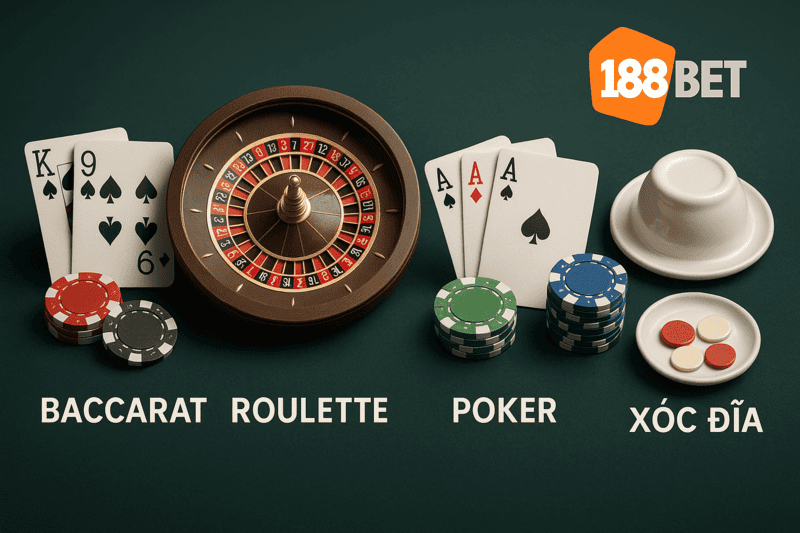 Các trò chơi casino như baccarat và roulette